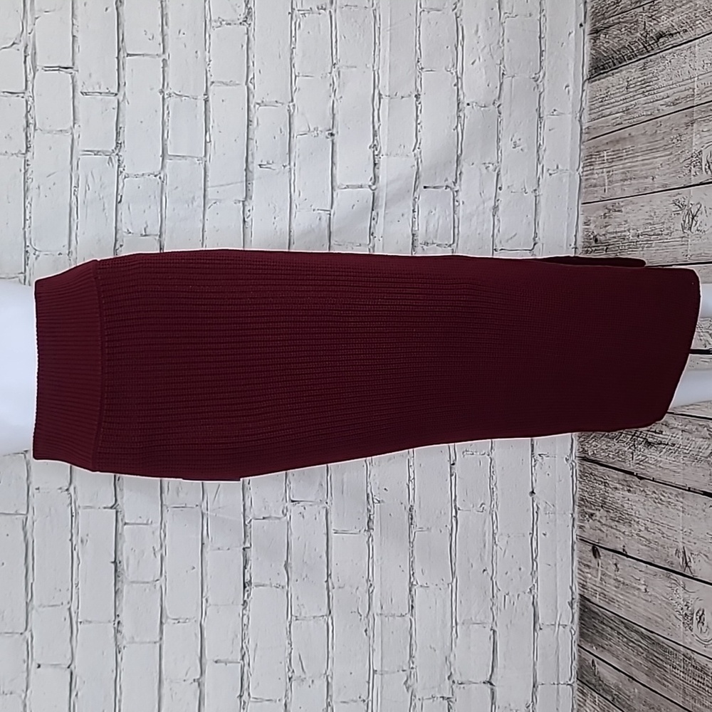 Revolve Callahan Hannah Cotton Shaker Knit Side Slit Midi Skirt Bloodstone Red